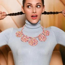 Odette Multicolour Beaded Chunky Reviere Necklace-image-42