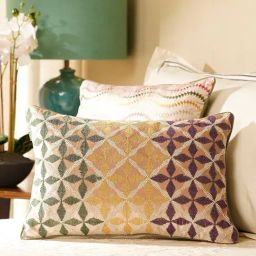 Pure Home and Living Green & Purple Cotton Threadwork Rectangular Cushion Cover-6