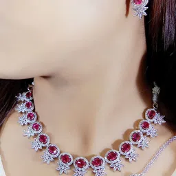 Ladymania Silver-Plated AD Stone-Studded Jewellery Set-10