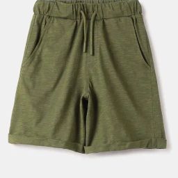 United Colors of Benetton Boys Olive Cotton Solid Shorts-image-120