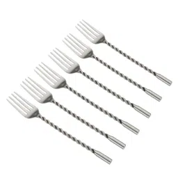 VarEesha Silver Stainless Steel Twisted Handle Forks - Set of 6 image 3
