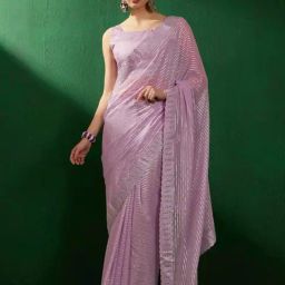 Saree Mall Lilac Embellished Saree With Unstitched Blouse-image-39