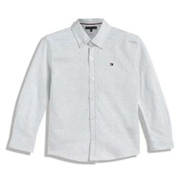 Tommy Hilfiger Kids White Base & Green Printed Regular Fit Shirt-picture-47