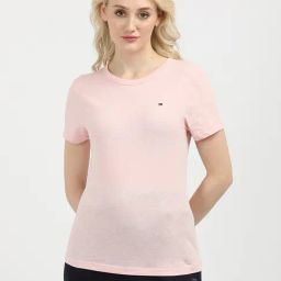 TOMMY HILFIGER Pink Cotton Slim Fit T-Shirt-image-43