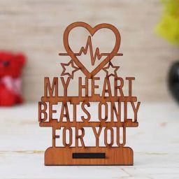 eCraftIndia Wooden My Heart Beats Only For You Showpiece & Little Trees Air Freshener Black Ice-17