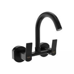CERA Sylvina Sink Mixer Quarter Turn Wall Mount PVD Finish Black Matte with Long Swivel Spout, F1021501BM-image-5