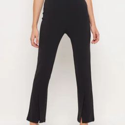Madame Navy Polyester Boot-Leg Solid Jeggings-image-49
