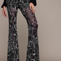 The Roadster Life Co. Women Abstract Printed Semi Sheer Bootcut Trousers-picture-4