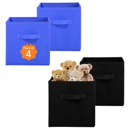 Kuber Industries Black & Blue 4 Pieces Non-Woven Cloth Organisers-49