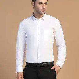 TAHVO White Regular Fit Linen Shirt-image-70