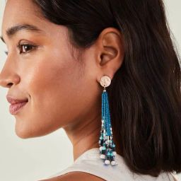 Accessorize London Women's Blue Long Beaded Tassel Earrings-image-54