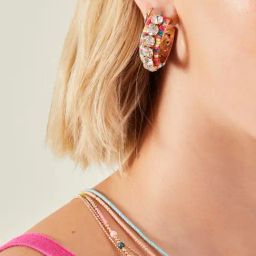 Accessorize London Women's Multi Sparkle Gem Hoop Earrings-image-14