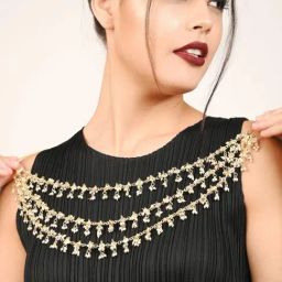 Odette Golden Pearl Necklace & Earring Set-39