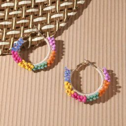 Accessorize London Women's Multi Bright Beaded Hoop Earrings-17