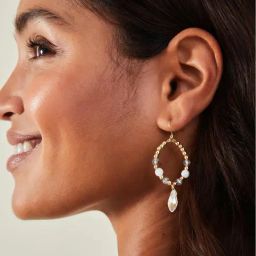 Accessorize London Women's Grey Facet Crystal Hoop Drop Earrings-image-93