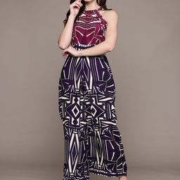 Ritu Kumar Abstract Printed Halter Neck Basic Jumpsuit-59