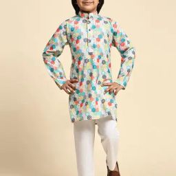 Pro-Ethic Style Developer Kids Multicolor Printed Full Sleeves Kurta with Pyjamas-image-22