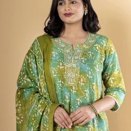 Readiprint Women Ethnic Motifs Printed Regular Thread Work Kurta with Palazzos & With Dupatta image 2