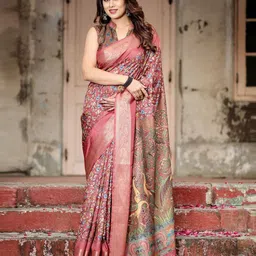 ALMAARI FASHION Ethnic Motifs Zari Pure Silk Banarasi Saree-picture-47
