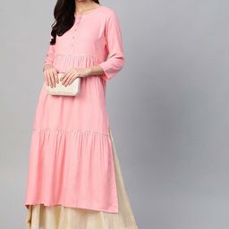 IKRASS Women Gotta Patti Tiered Anarkali Kurta-image-49
