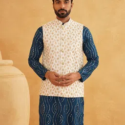 SOJANYA Men Leheriya Regular Sequinned Pure Cotton Kurta with Churidar-picture-23