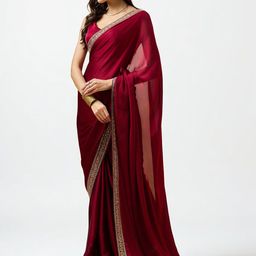 Vipra Designer Solid Embroidered Saree-image-95