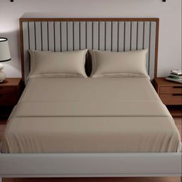 Mulberry Living Brown 250 TC Fitted King Bedsheet with 2 Pillow Covers-image-10