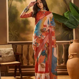 SHADOW & SAINING Floral Zari Banarasi Saree-image-12