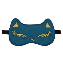 Jenna Silk Feline Face Sleeping Eye Mask - Dark Green-image-99
