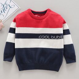 ToffyHouse Full Sleeves Light Winter Wear Sweater Text Print - Red-image-89