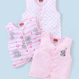 Babyhug 100% Cotton Woven Sleeveless Jhabla Lion Print Pack Of 3 - Multicolor-image-47