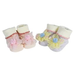 Kidofash Pack Of 2 Flower Detailed  Cotton Socks - Yellow  & Light Pink-image-64