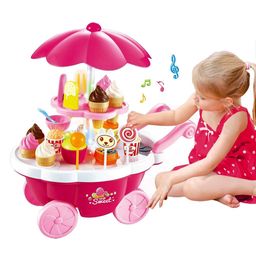 Lattice Sweet Candy Shopping Cart Toy Set with Light and Sound Effect for Kids,Real Cart with Pretend Candies 39 pcs-Color may Vary-28