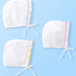 Babyhug 100% Cotton Cap Pack of 3- White-image-74