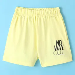 Fido Single Jersey Knit Above Knee Length Shorts with Text Print - Lemon-picture-3