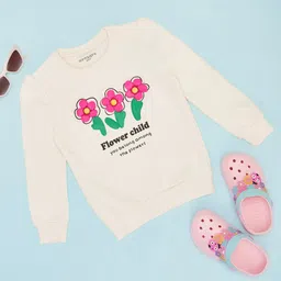 Pantaloons Junior Full Sleeves Floral Applique Detailed Sweatshirt - White-picture-27
