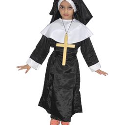 Kaku Fancy Dresses Our Community Helper Nun Costume Set - Black & White-image-52
