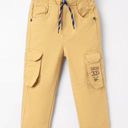 Olio Kids Cotton Woven Full Length Trouser With Cargo Pockets - Khaki-image-86