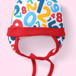 Babyhug 100% Cotton Knit Tie Knot Cap with Number Print Red - Diameter 17 cm-image-53
