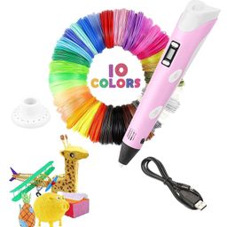 Magicwand with USB3D Pen for Kids 3D Pen with 3 Extra PLA Filaments 10m Each3D Printing Pen with LCD Display 3d Pen with 10 Pcs 10MFilaments EXTRA Pack of 1-20