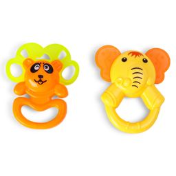 United Agencies Animal Shaped Rattle Toys Pack of2 - Yellow & Orange-24