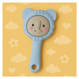 KIDS BASIC Cute Animal Rattle Teether for Babies,Soft Silicone, BPA-Free - Blue-14