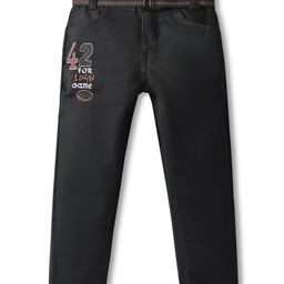 Rikidoos Denim Woven 42 Number Embroidered Jeans With Belt - Black-image-86