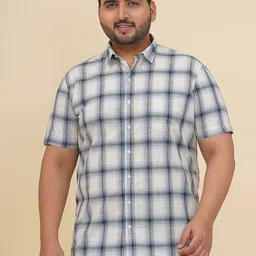 John Pride Plus Size Men Tartan Checks Checked Regular Fit Cotton Casual Shirt-image-55