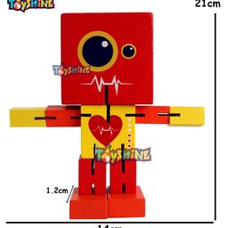 Toyshine Wooden My First Robot Deformation Elastic Robot - Red image 3