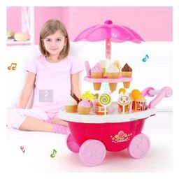 Lattice Sweet Candy Shopping Cart Toy Set with Light and Sound Effect for Kids,Real Cart with Pretend Candies 39 pcs-Color may Vary image 3