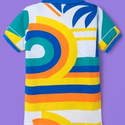 OLLINGTON ST. Cotton Half Sleeves Printed Polo T-Shirt & Shorts Set - Multicolor & Yellow image 3