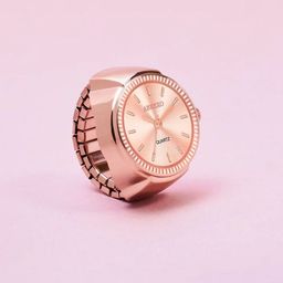 Abrexo Men Dial & Stainless Steel Bracelet Style Straps Analogue Watches Abx1040-Rosegold Finger Ring Watch-image-90