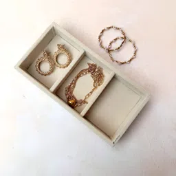 La Trove Cream-Coloured 3 Grid Reusable Jewellery Organiser-44