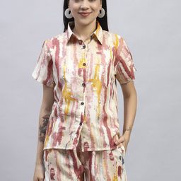 ROSEMELON Printed Shirt Collar Shirt With Shorts Co-Ords-picture-24